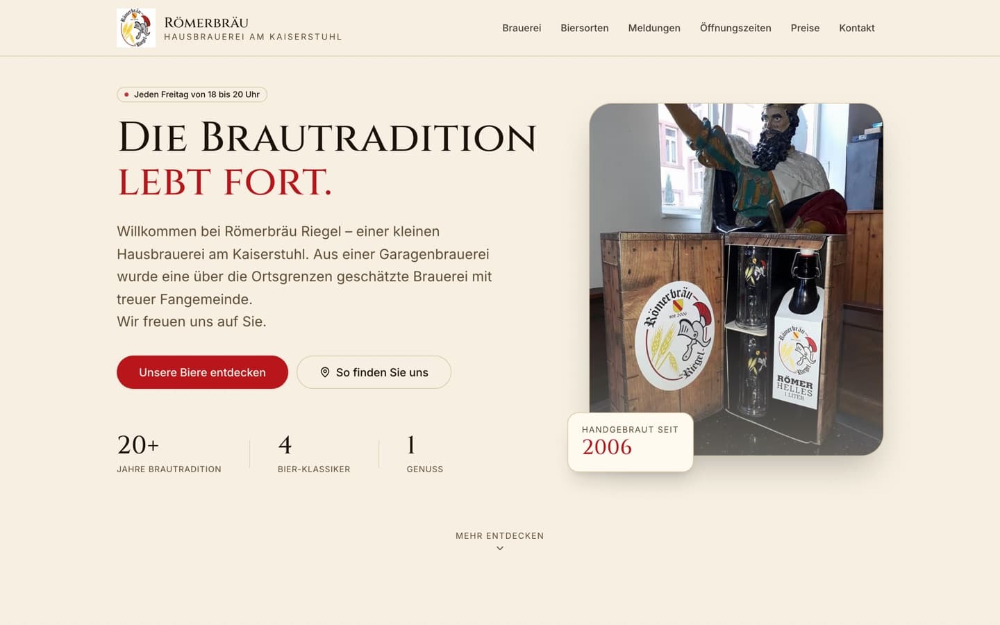Screenshot der Römerbräu-Website